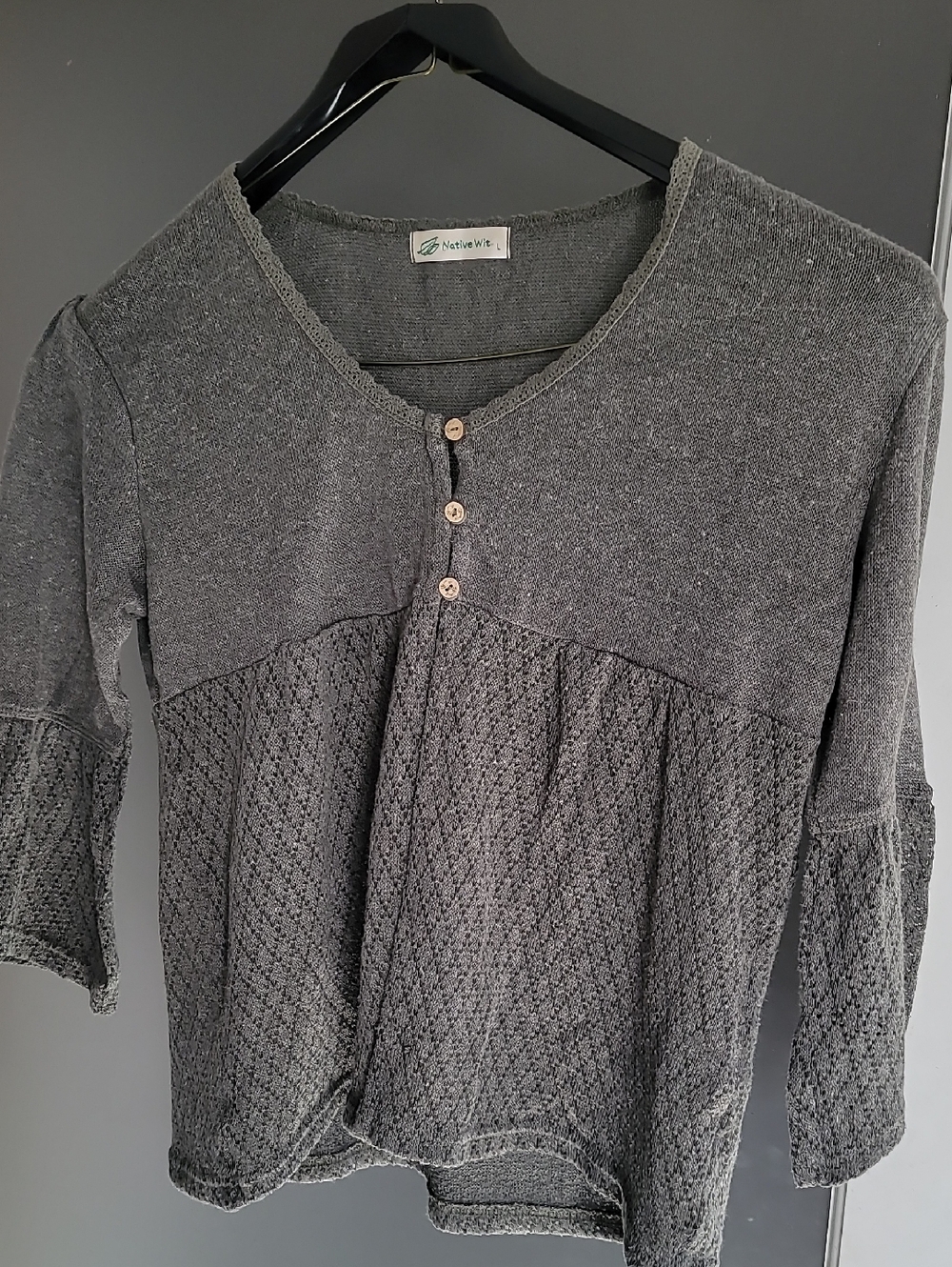 NATURAL LIFE Moss Green Knit Henley Tunic